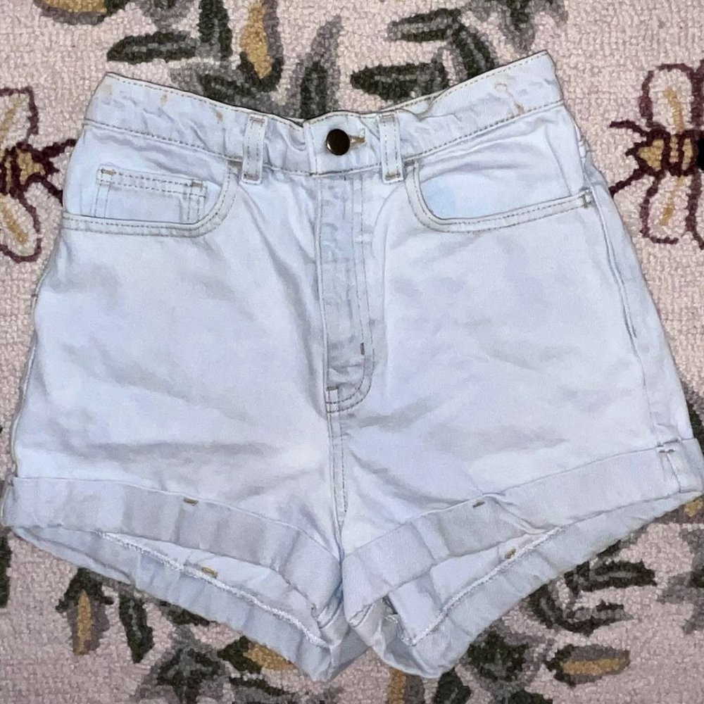 American Apparel Light Wash High Waisted Shorts